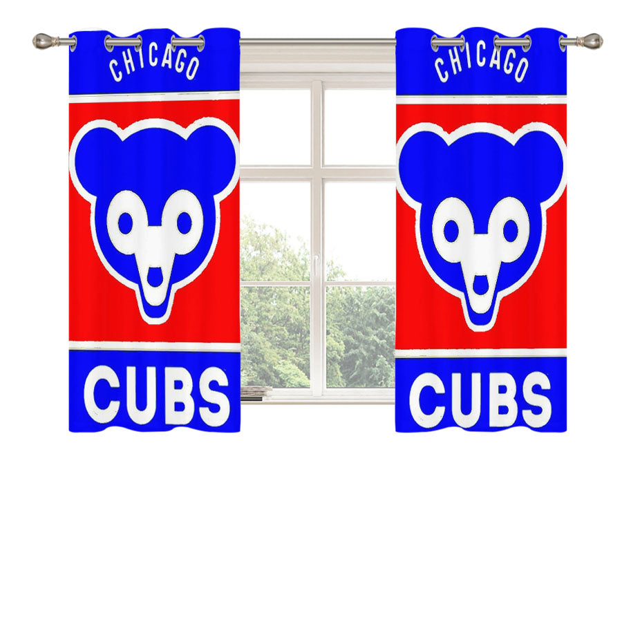Chicago Cubs Bear Logo Peach Skin Window Curtains