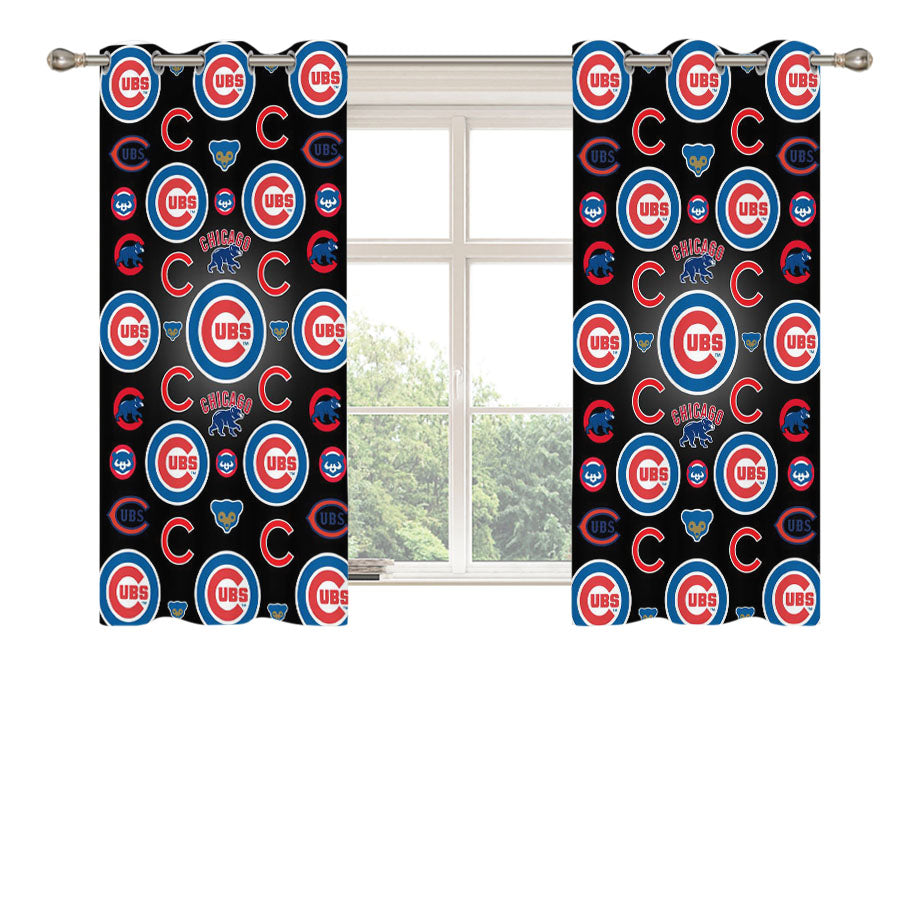 Chicago Cubs Bear Pattern Peach Skin Window Curtains
