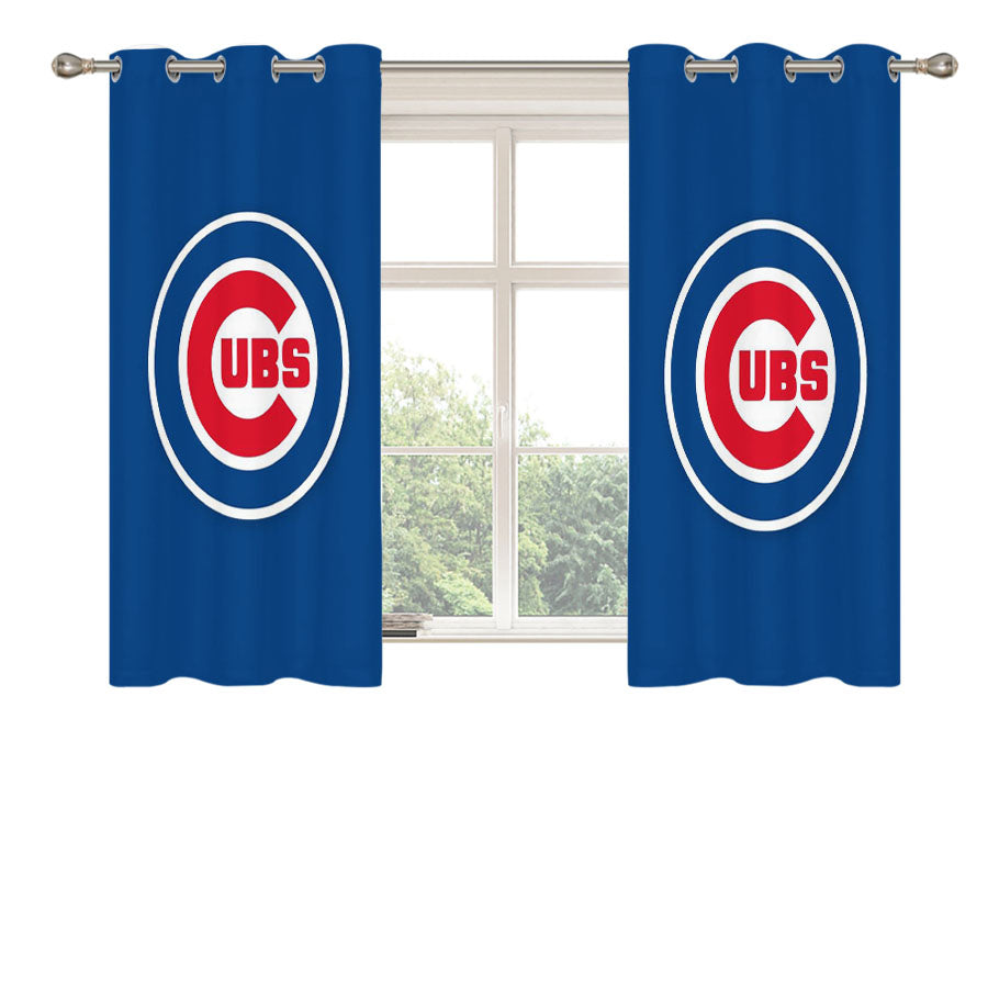 Chicago Cubs Blue Circle Logo Peach Skin Window Curtains
