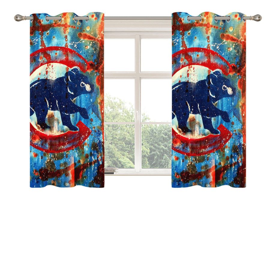 Chicago Cubs Brushes Splatter Art Peach Skin Window Curtains