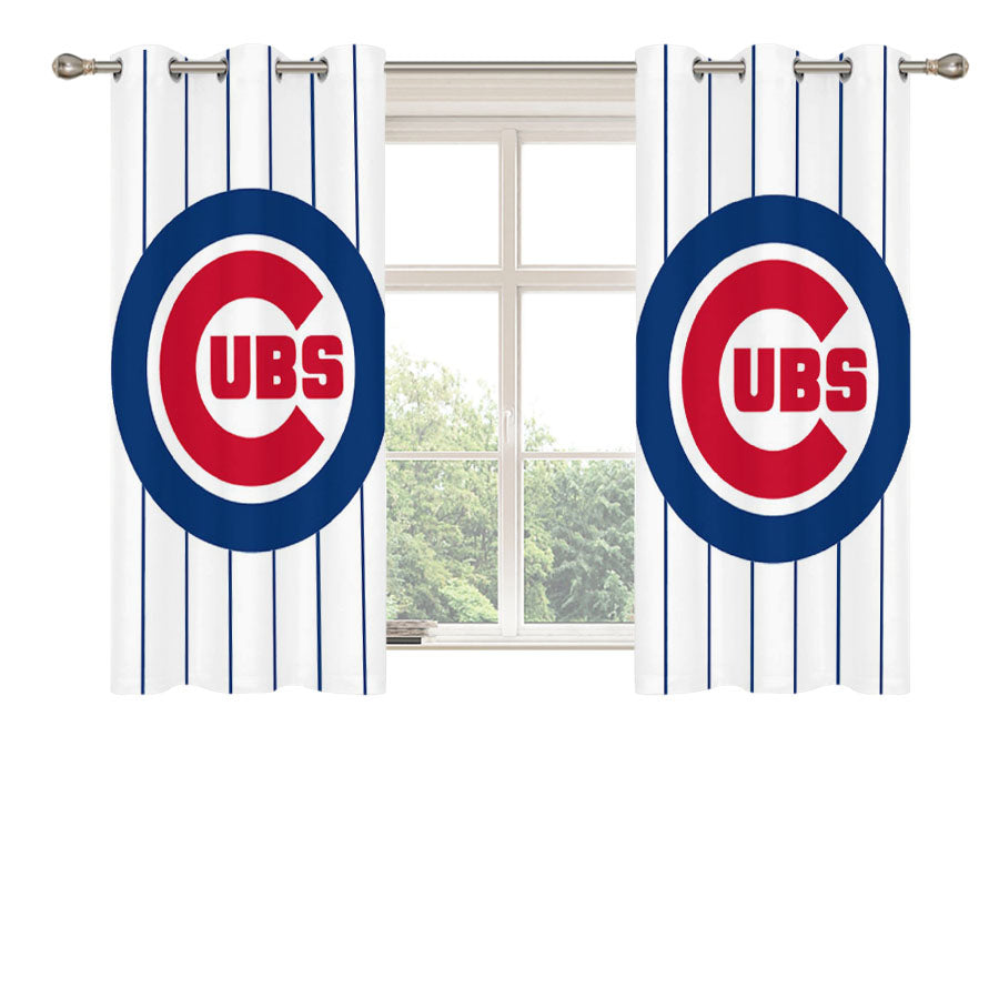 Chicago Cubs Circle Stripe Blues Peach Skin Window Curtains