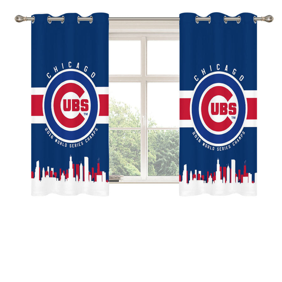 Chicago Cubs City Pattern Peach Skin Window Curtains