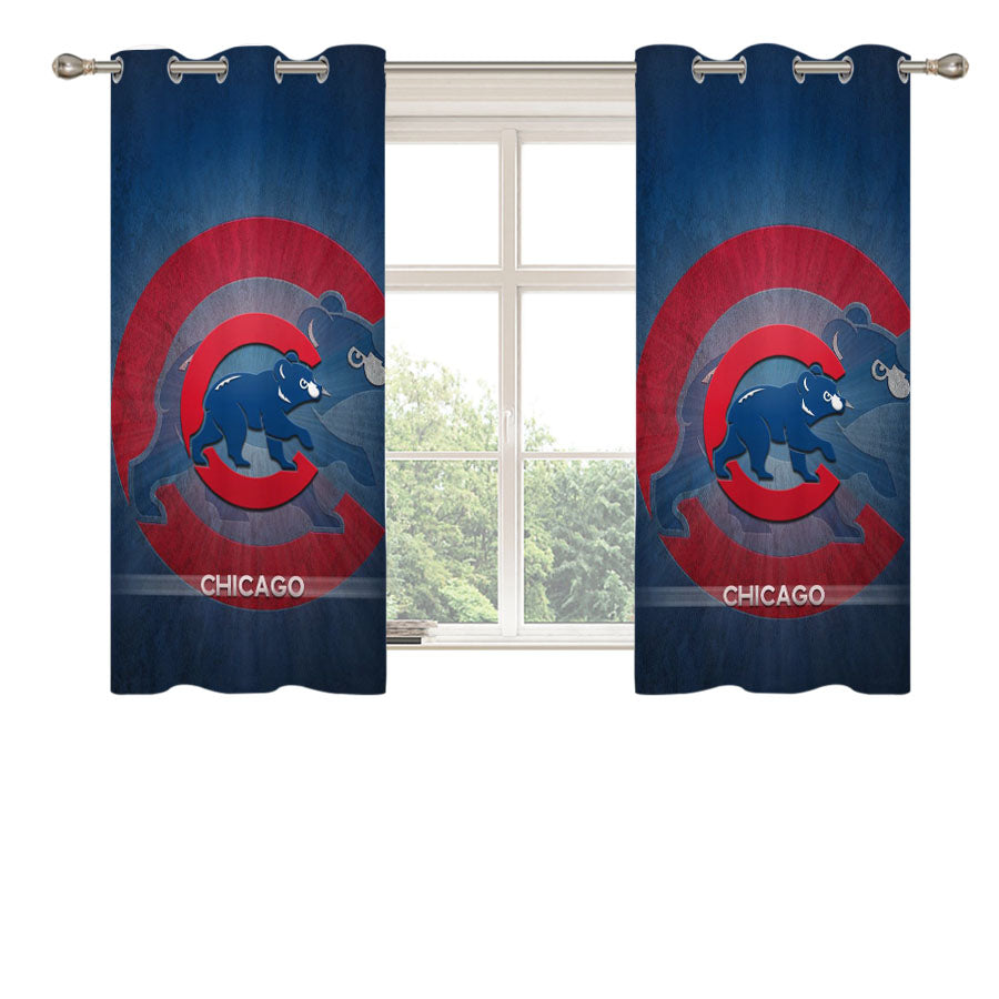 Chicago Cubs Crack Pattern Peach Skin Window Curtains