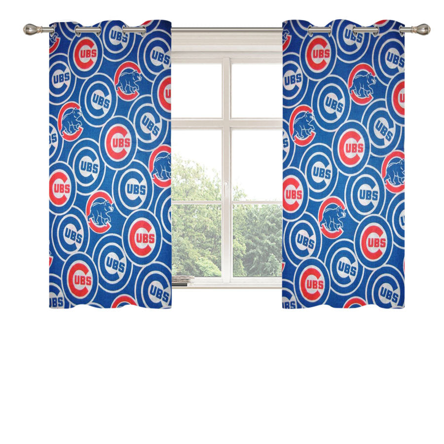 Chicago Cubs Full Pattern Peach Skin Window Curtains