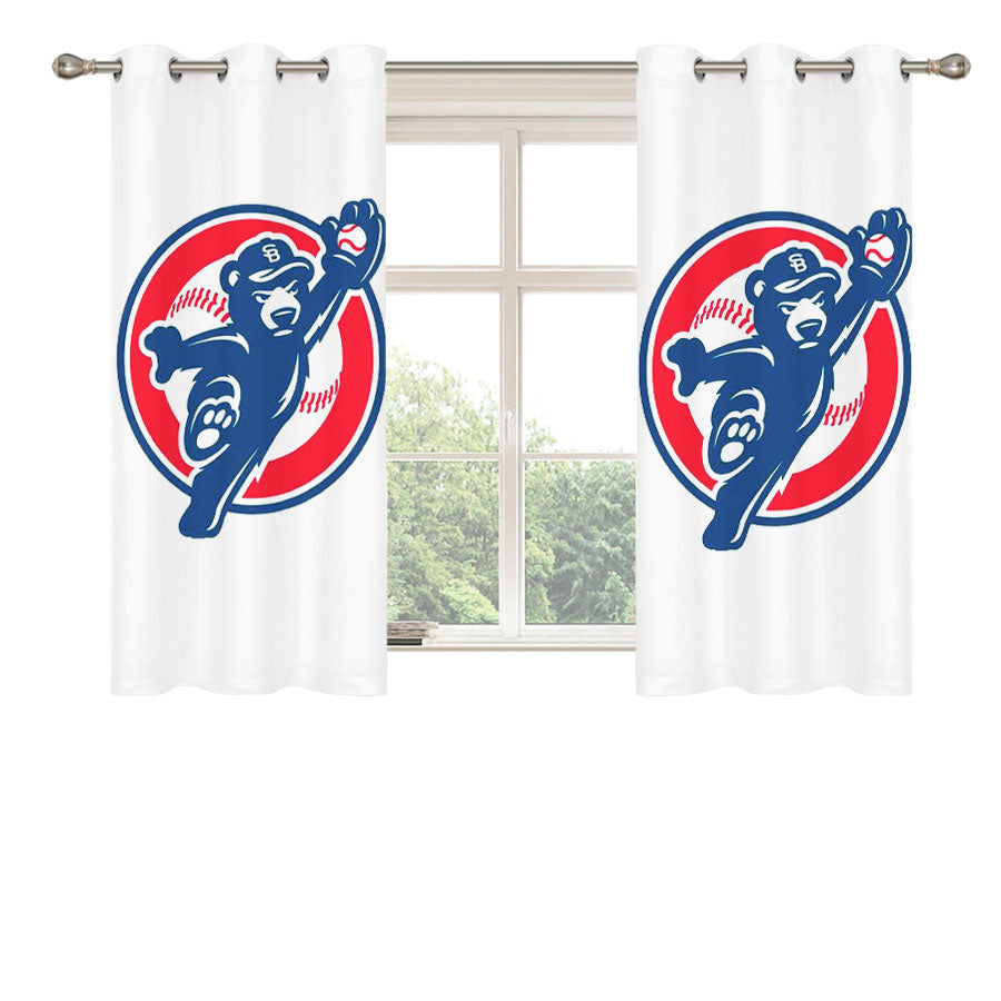 Chicago Cubs Logo Bear Jump Peach Skin Window Curtains