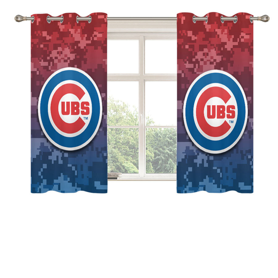 Chicago Cubs Logo Camo Peach Skin Window Curtains