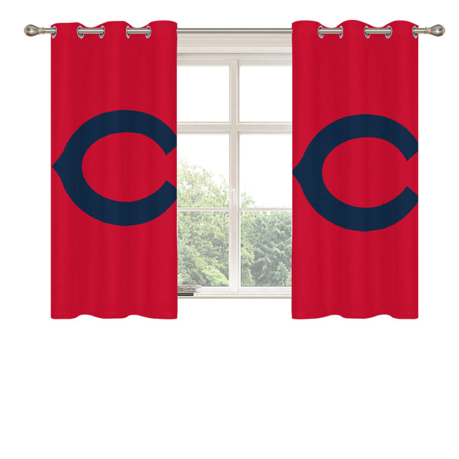 Chicago Cubs On The Red Peach Skin Window Curtains