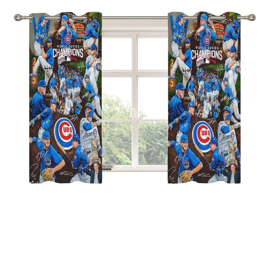 Chicago Cubs Pattern Player Peach Skin Window Curtains