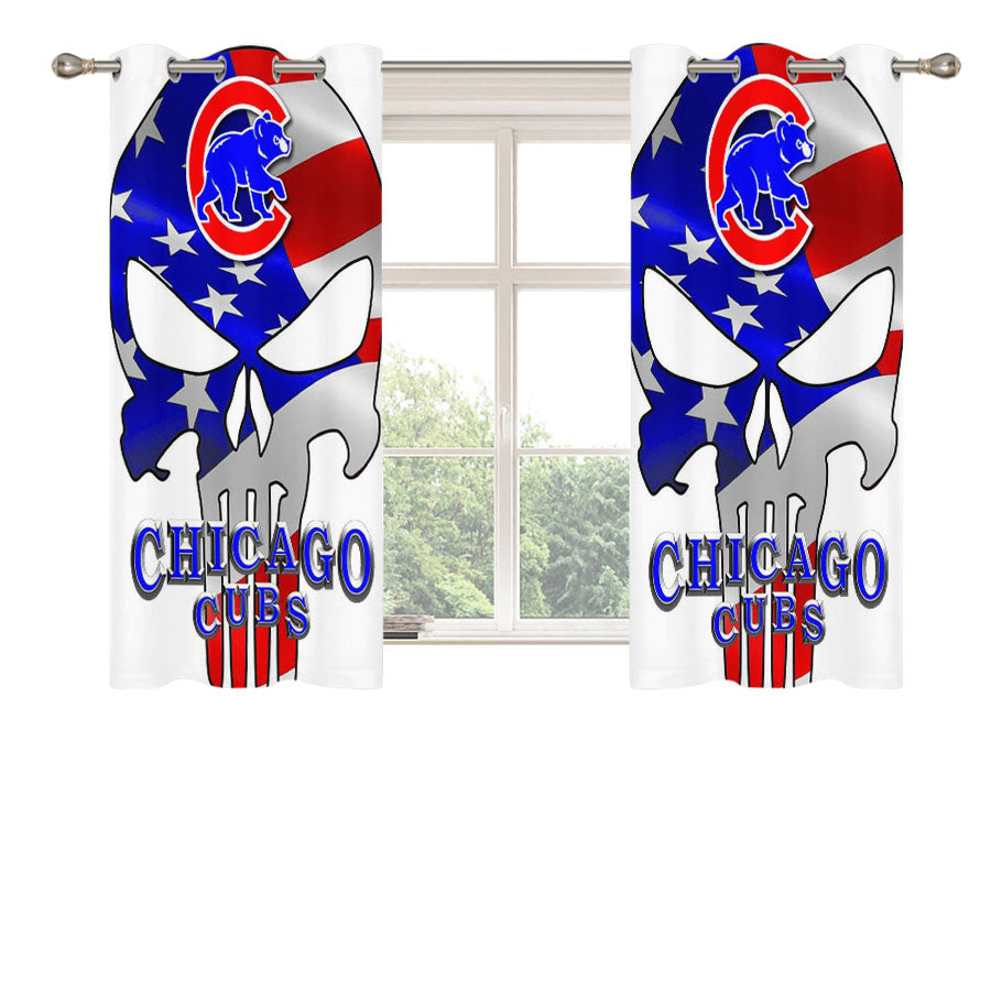 Chicago Cubs Punisher Bear Peach Skin Window Curtains