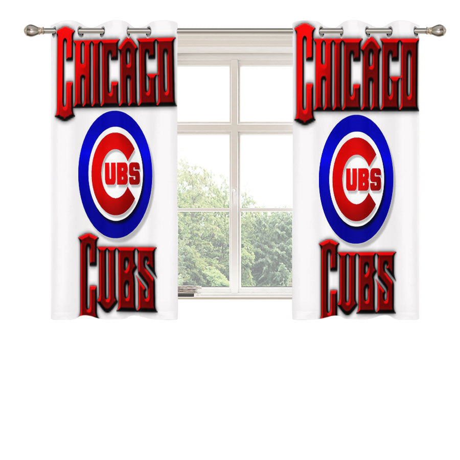 Chicago Cubs Red Text Chrome Peach Skin Window Curtains