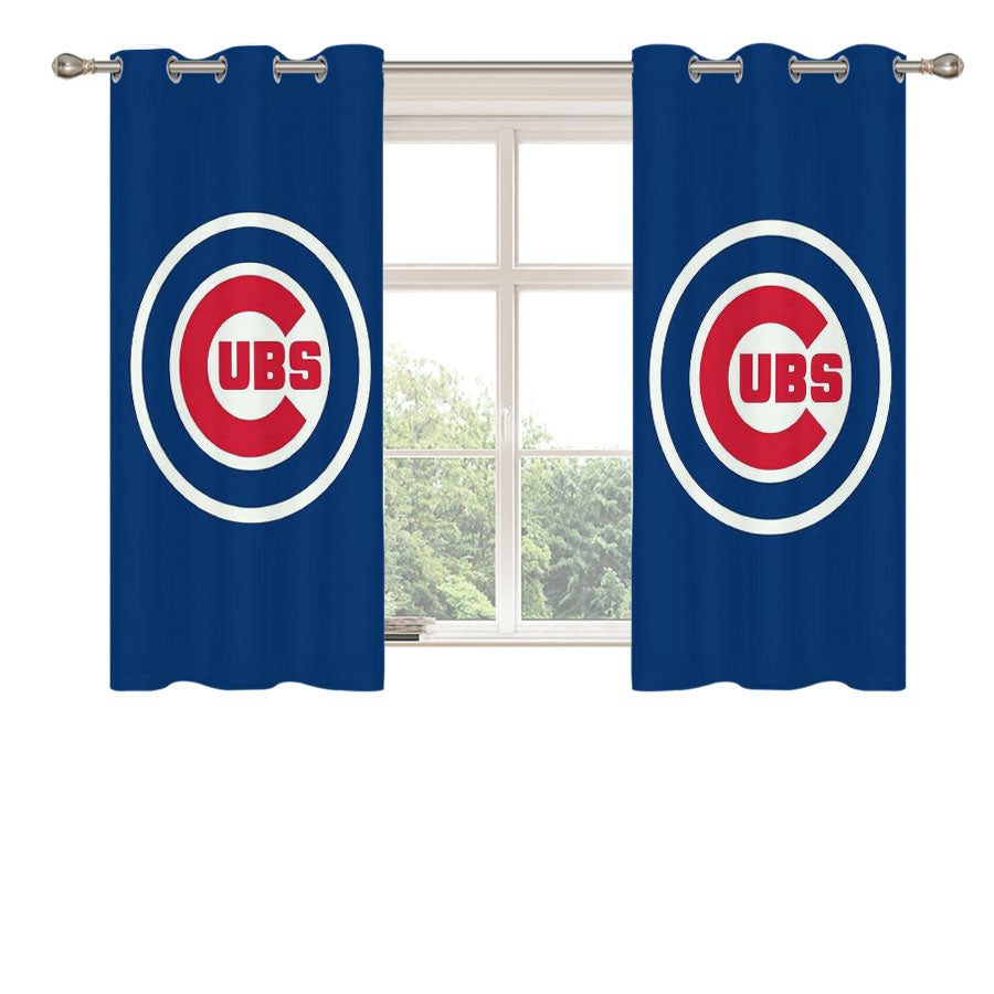 Chicago Cubs Red White Blue Peach Skin Window Curtains