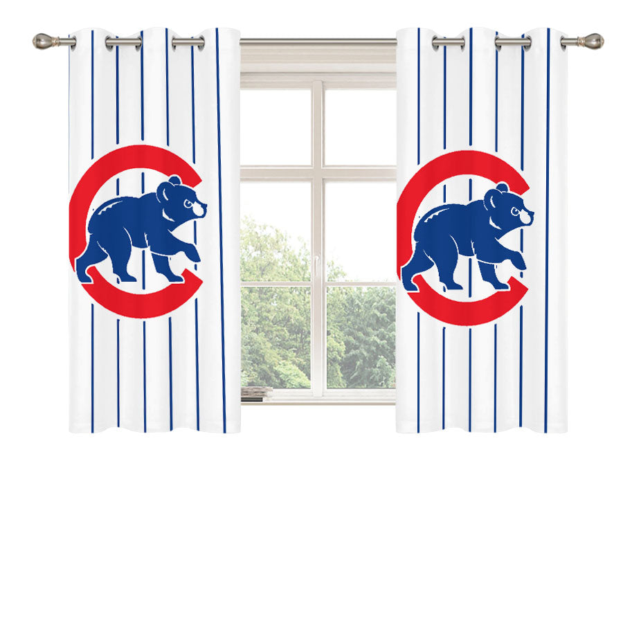 Chicago Cubs Stripe Logo Peach Skin Window Curtains
