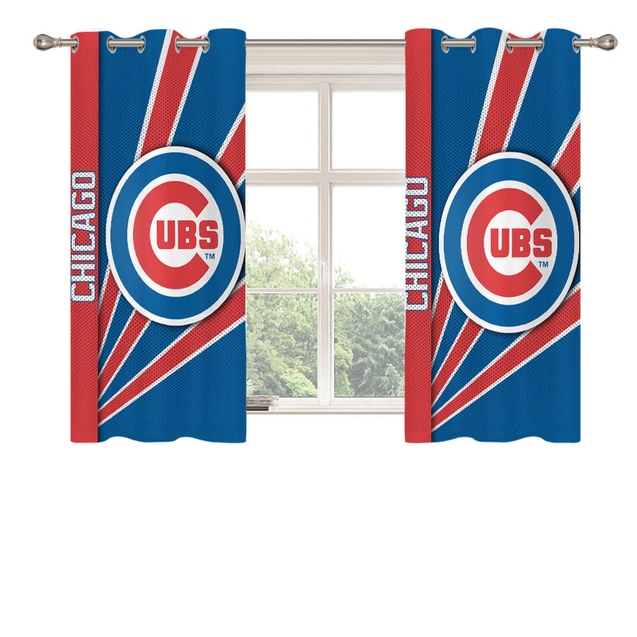 Chicago Cubs Stripe Wallpaper Peach Skin Window Curtains