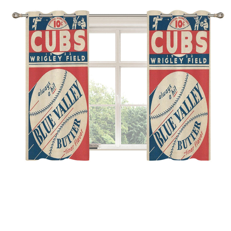 Chicago Cubs V Peach Skin Window Curtains