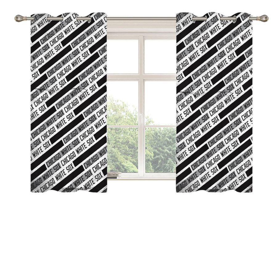 Chicago White Sox Black White Pattern Peach Skin Window Curtains