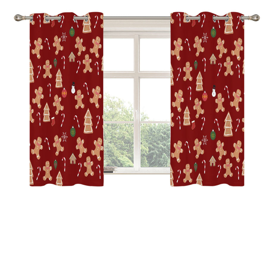 Christmas Gingerbread Cookies Peach Skin Window Curtains