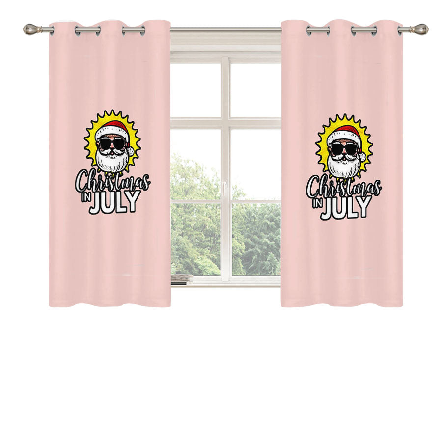Christmas In July Santa With Sunglasses Peach Skin Window Curtains