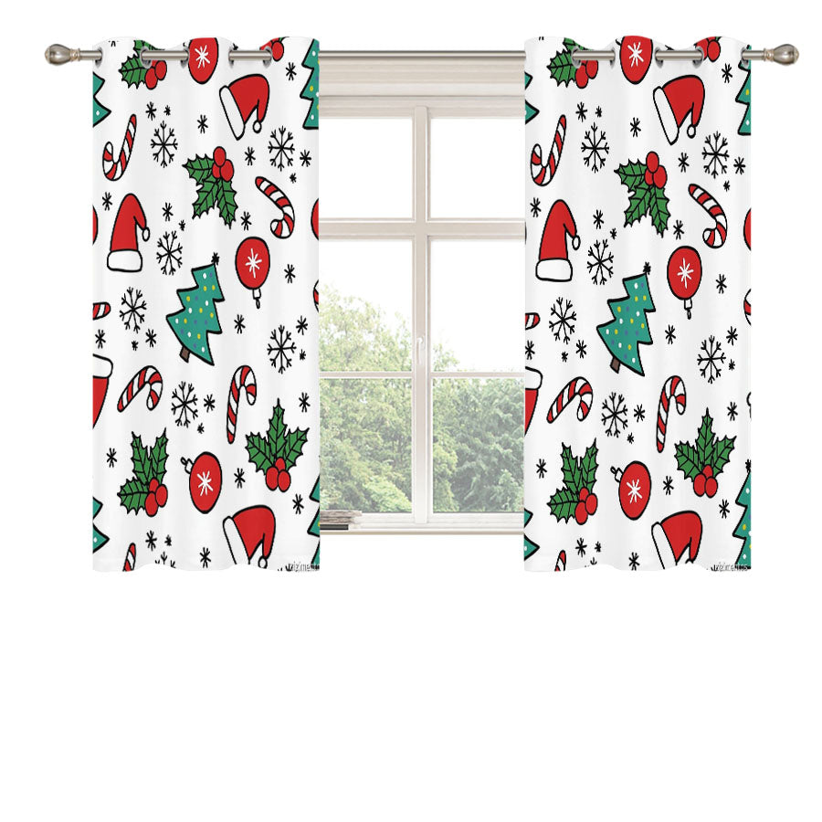 Christmas Pattern Peach Skin Window Curtains