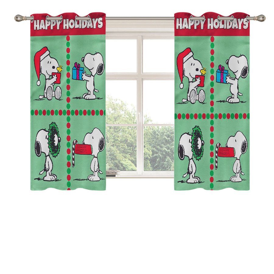 Christmas Scenes Peanuts Holiday Peach Skin Window Curtains