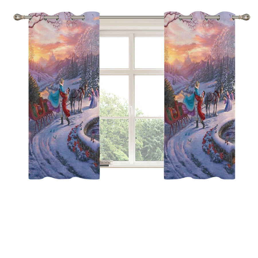 Cinderella Bringing Home The Tree Peach Skin Window Curtains
