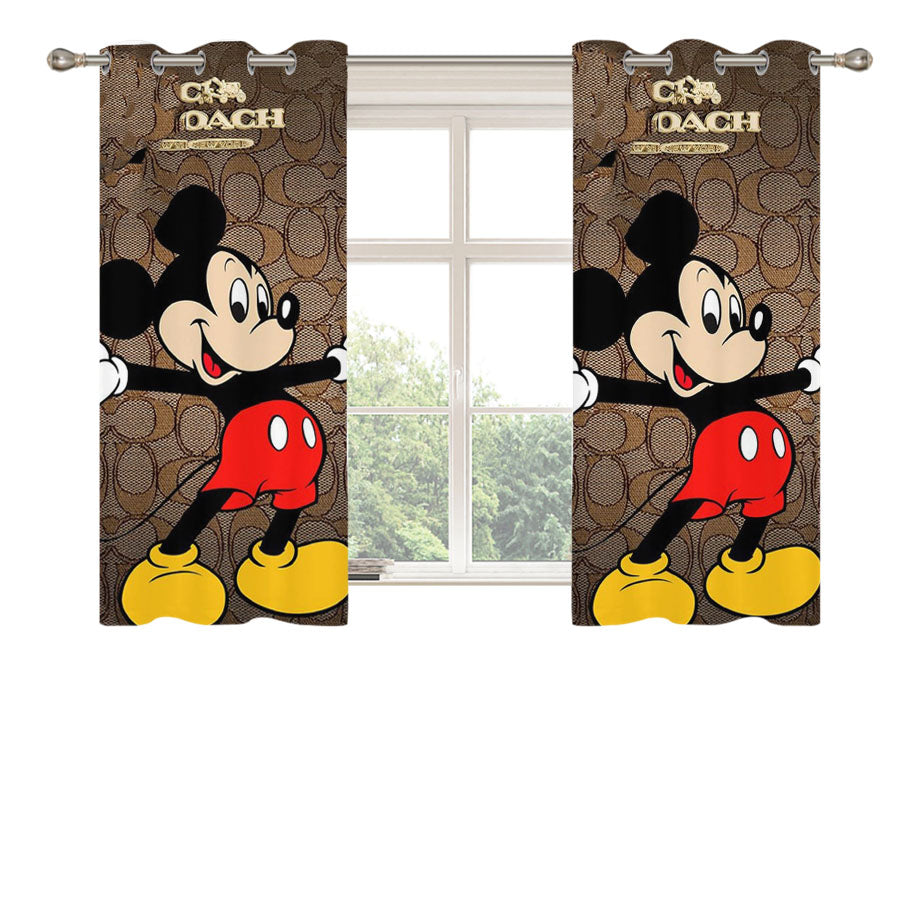Coach Brown Mickey Mouse 2 Peach Skin Window Curtains