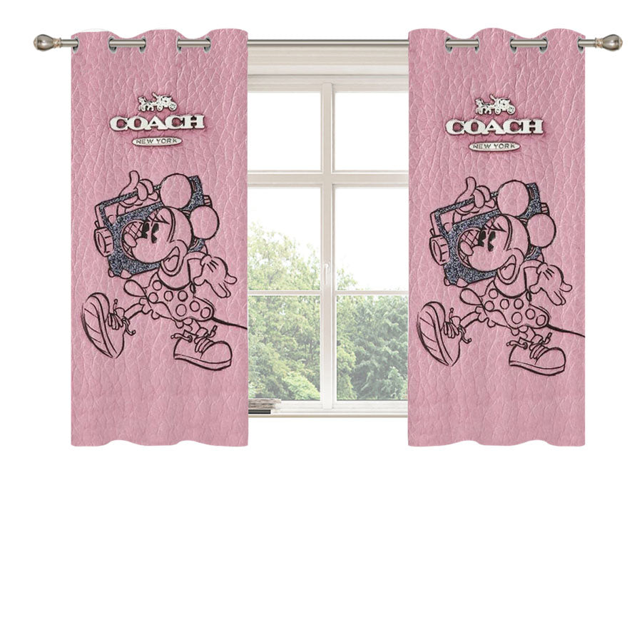 Coach Minnie Mouse Pink Peach Skin Window Curtains