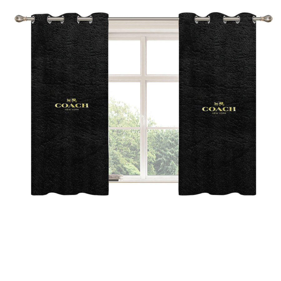 Coach New York Black Leather Peach Skin Window Curtains
