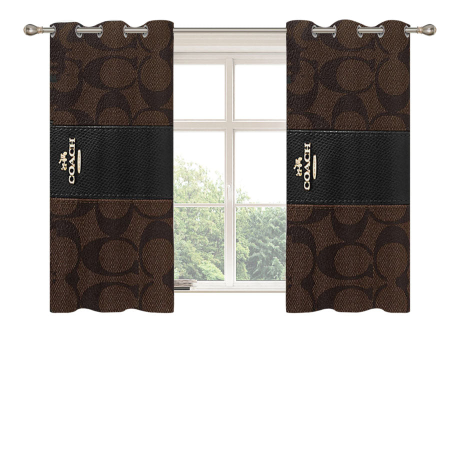 Coach Wallet Pattern Peach Skin Window Curtains