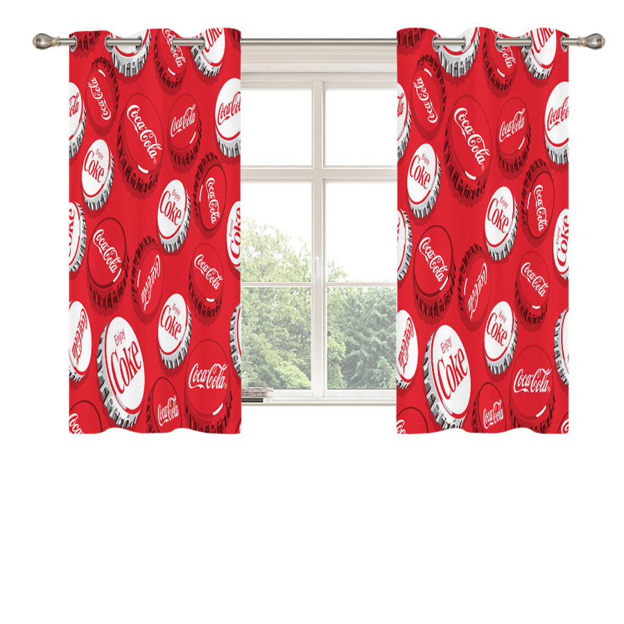 Coca-Cola Caps Peach Skin Window Curtains