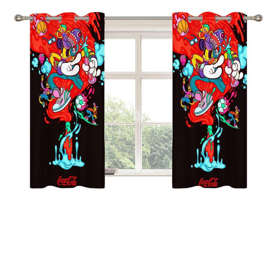 Coca Cola Art Doodle Drink Peach Skin Window Curtains