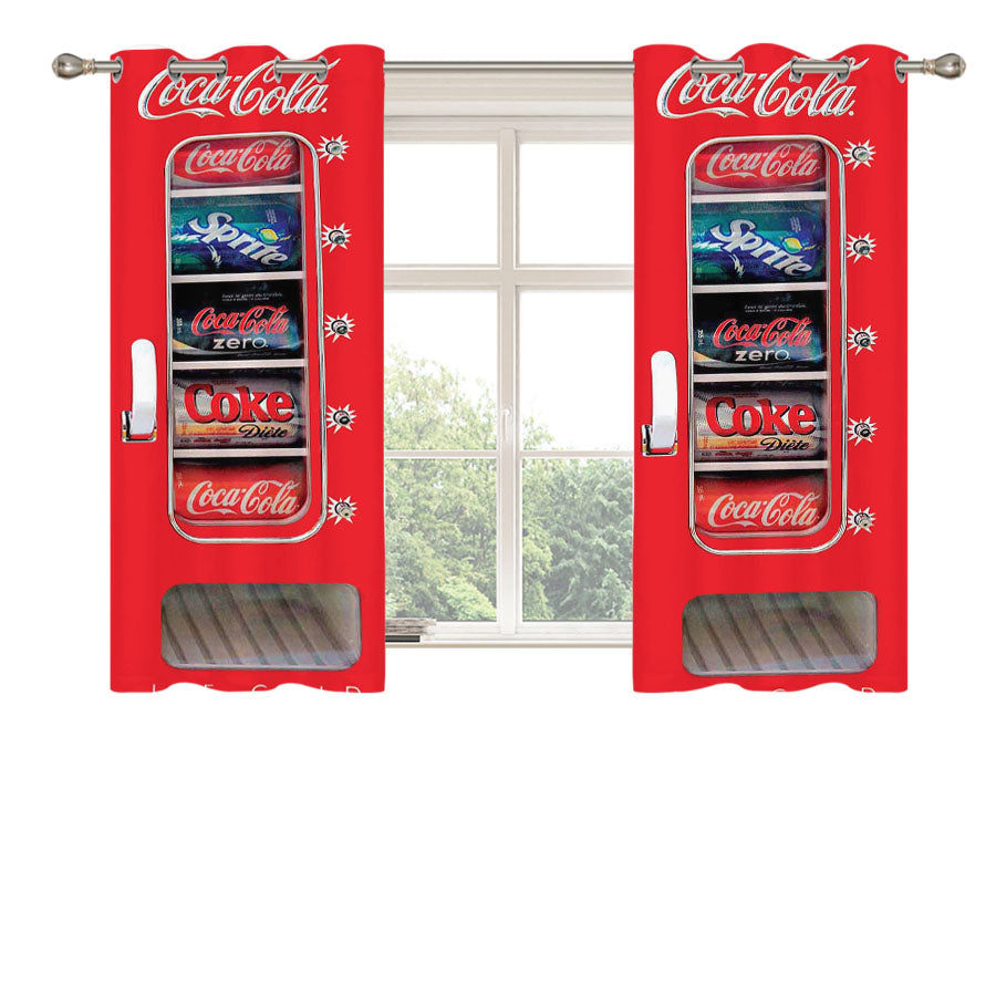 Coca Cola Ice Cold Vending Machine Peach Skin Window Curtains