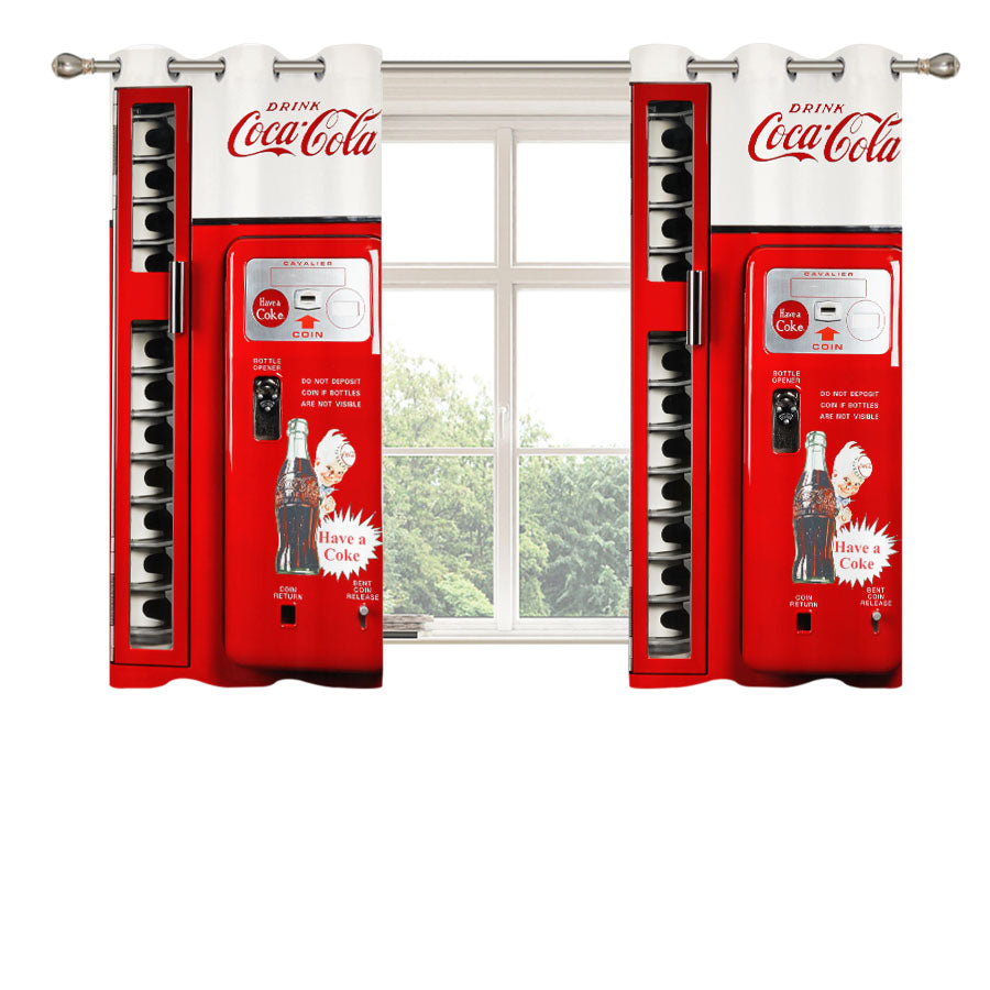 Coca Cola Machine Peach Skin Window Curtains