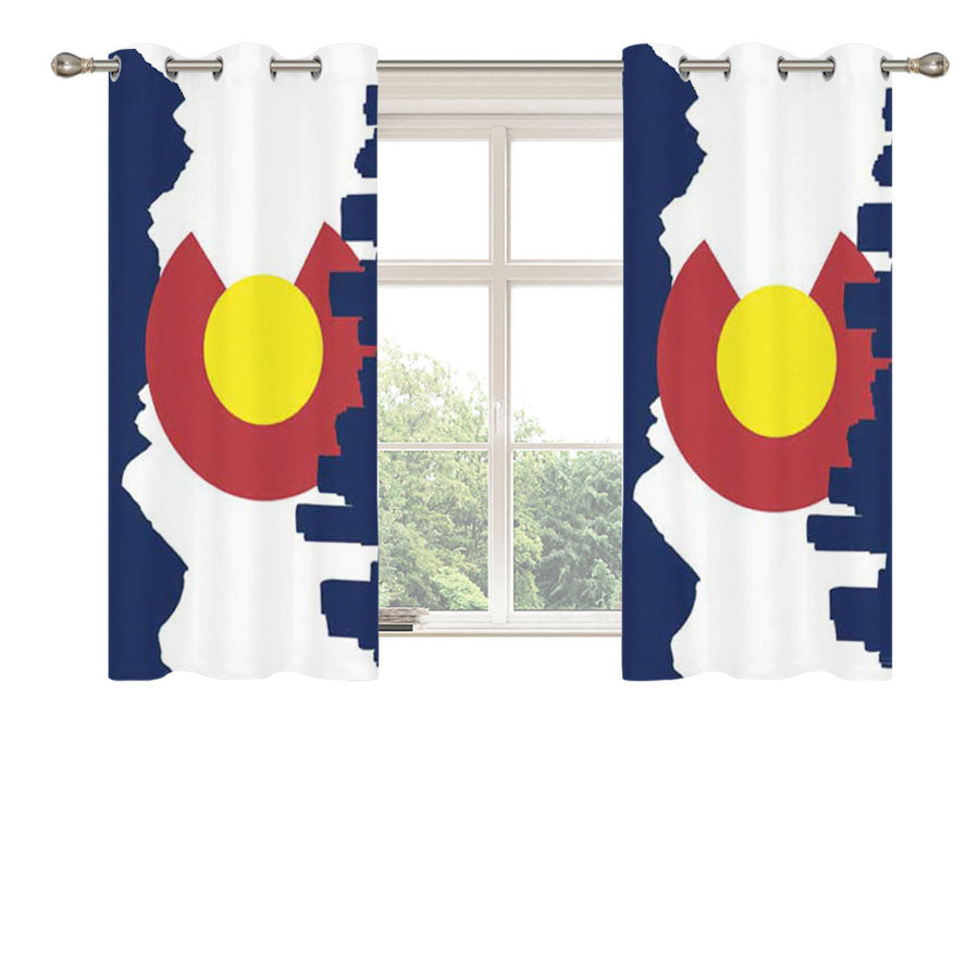 Colorado Flag Skyline Peach Skin Window Curtains