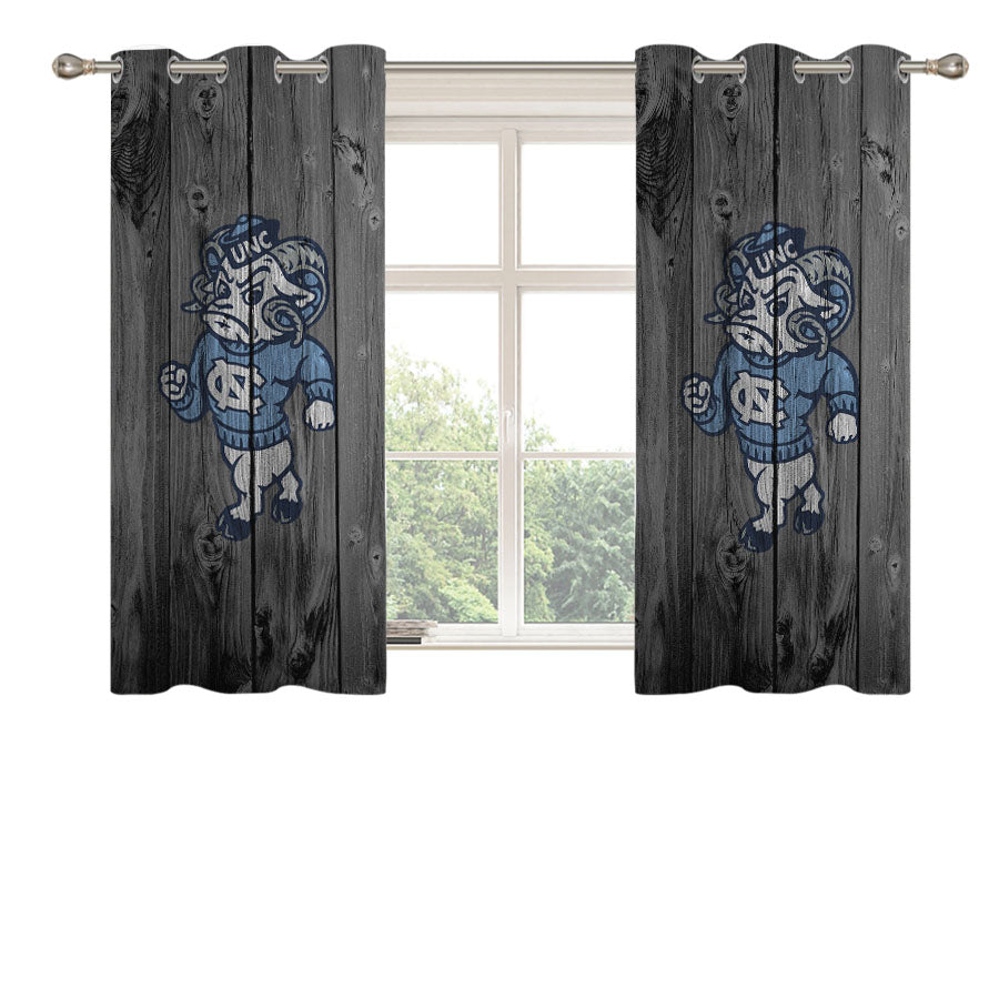 Colosseum North Carolina Tar Heels Strutting Ram Logo Dark Wood Peach Skin Window Curtains