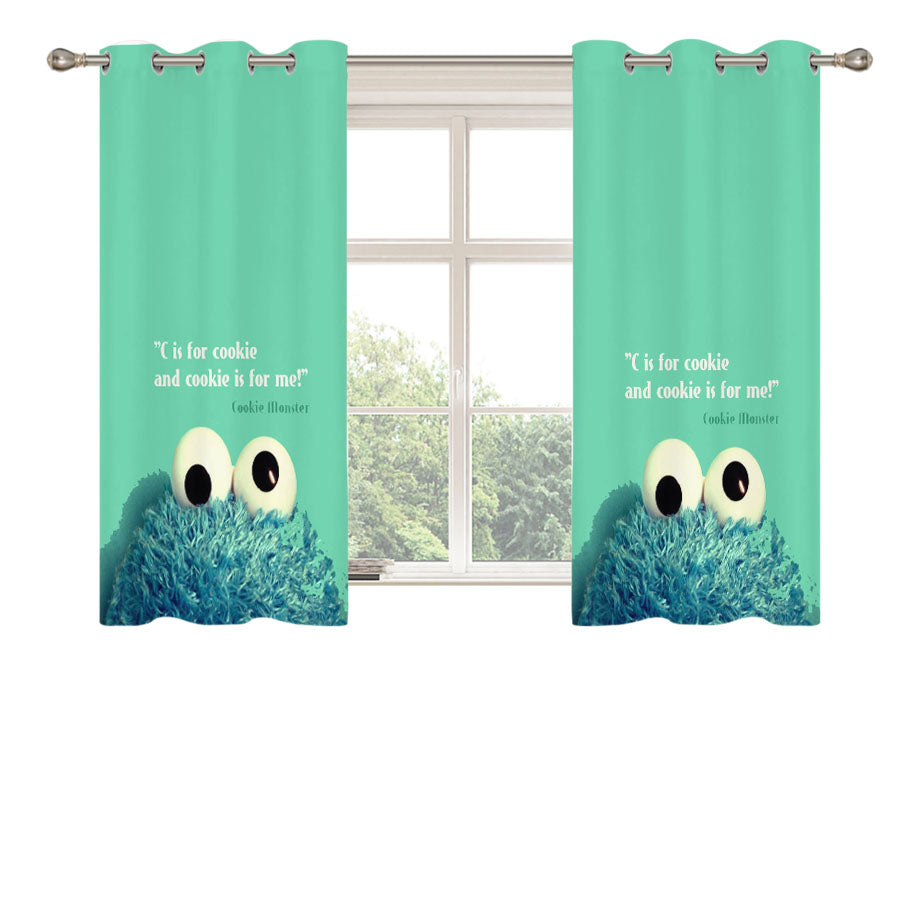 Cookie Monster Peach Skin Window Curtains