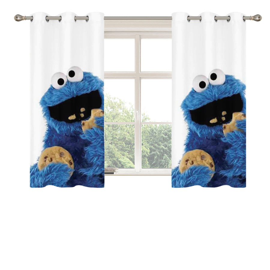 Cookie Monster Plain Wht Peach Skin Window Curtains