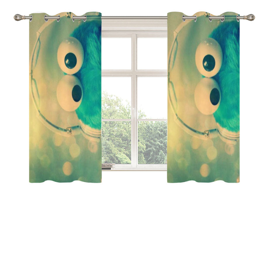 Cookie Monster With Headphones Peach Skin Window Curtains