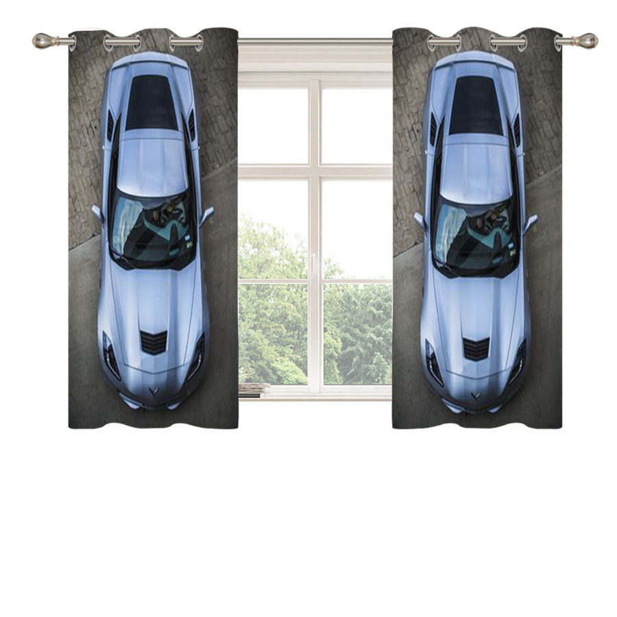 Corvette Car Logo Peach Skin Window Curtains