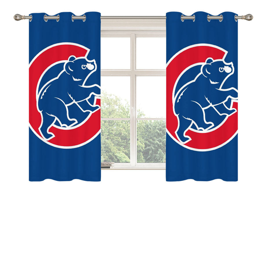 Cubs Chicago Bear Logo Peach Skin Window Curtains