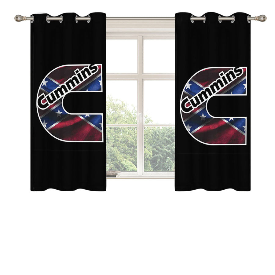 Cummins Flag Logo Peach Skin Window Curtains