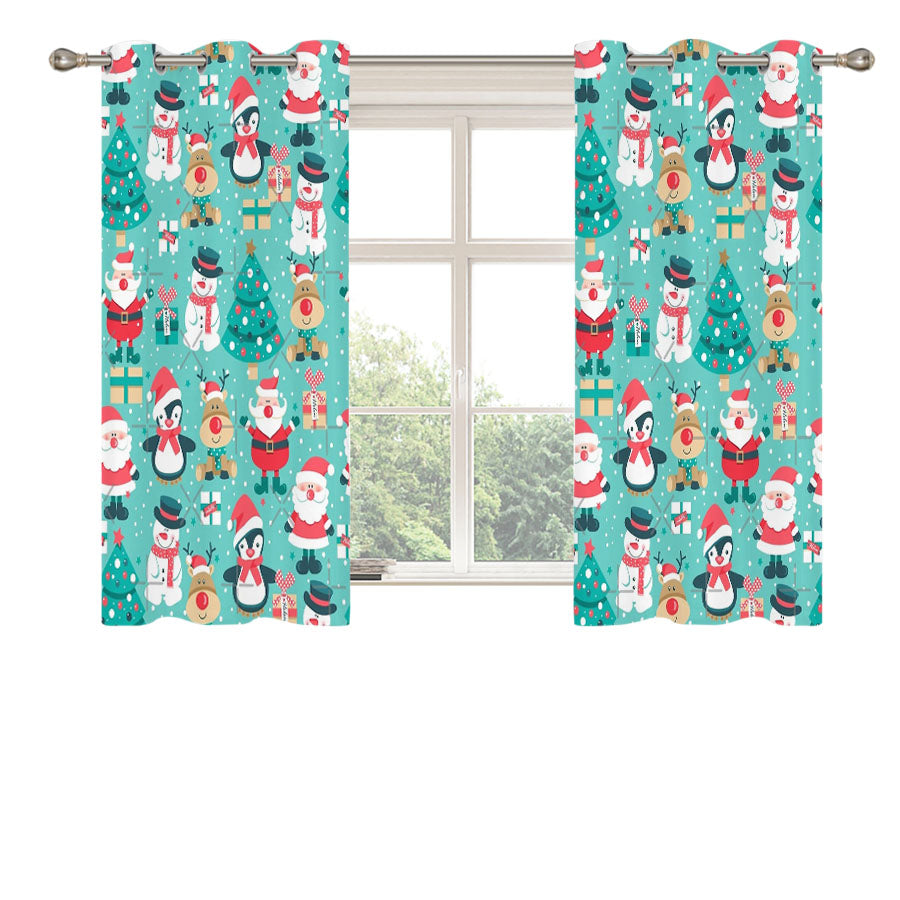 Cute Christmas Peach Skin Window Curtains