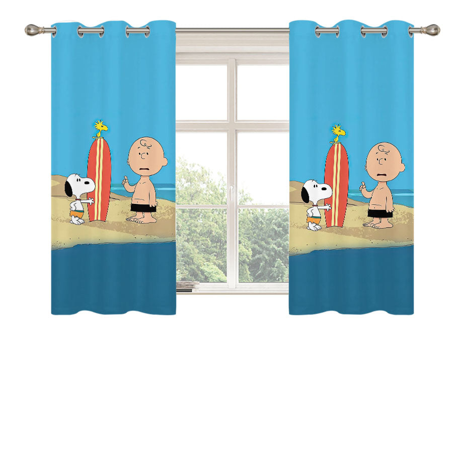 Cute Snoopy Dog Peach Skin Window Curtains
