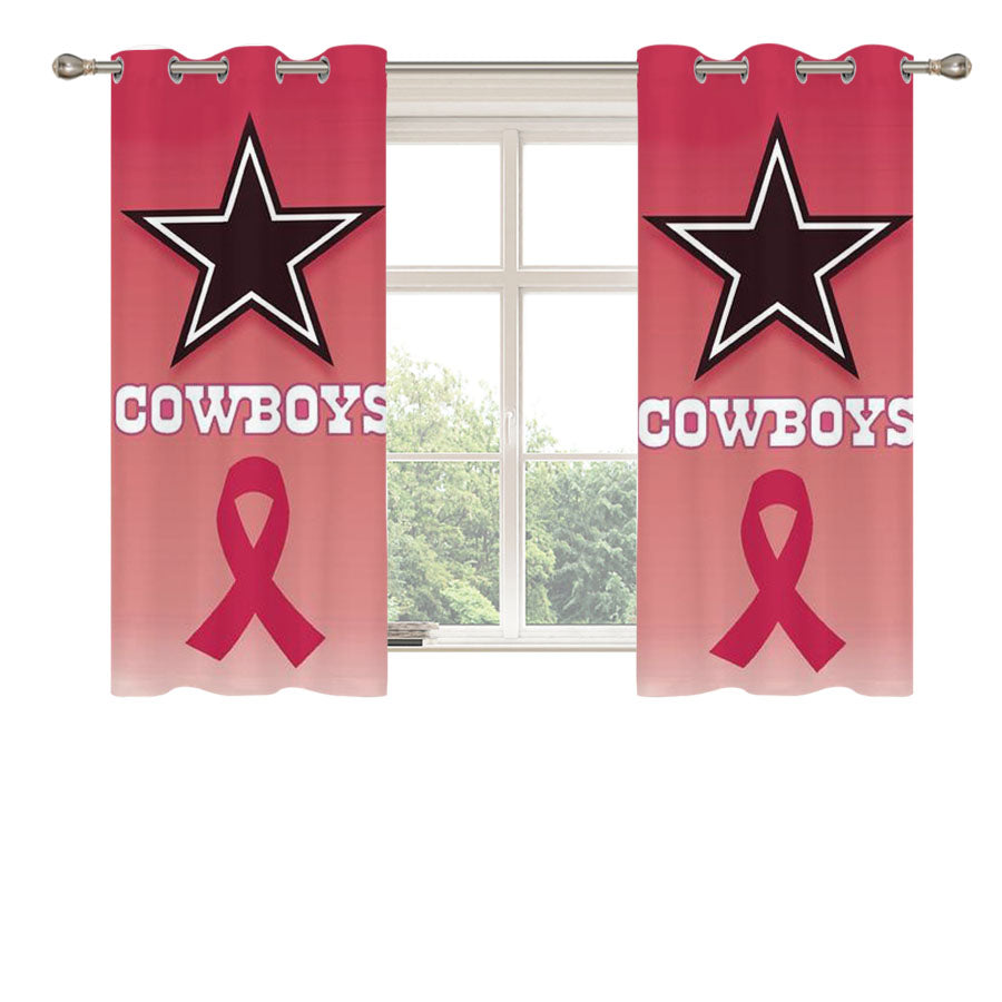 Dallas Cowboys Pink Ribbon Peach Skin Window Curtains