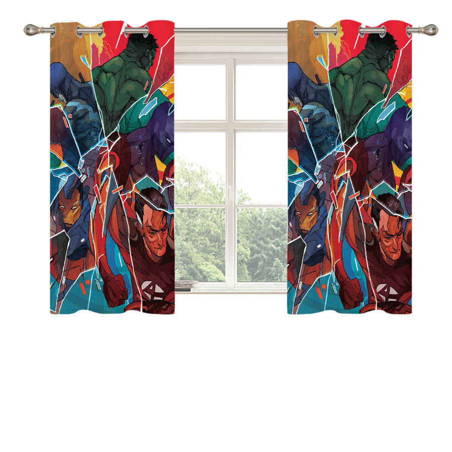 Dc Marvel Comic Covers Peach Skin Window Curtains