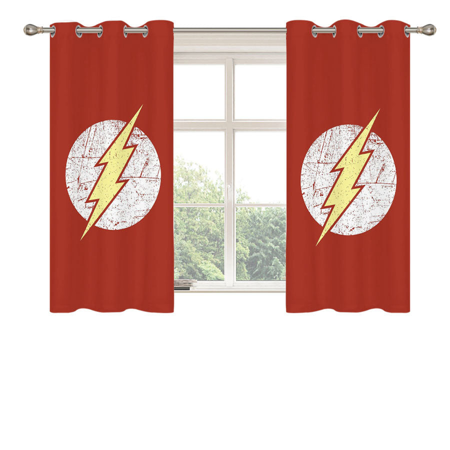 Dc The Flash Minimalist Art Logo Peach Skin Window Curtains