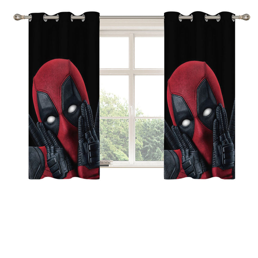 Deadpool Cute Funny Heroes Peach Skin Window Curtains
