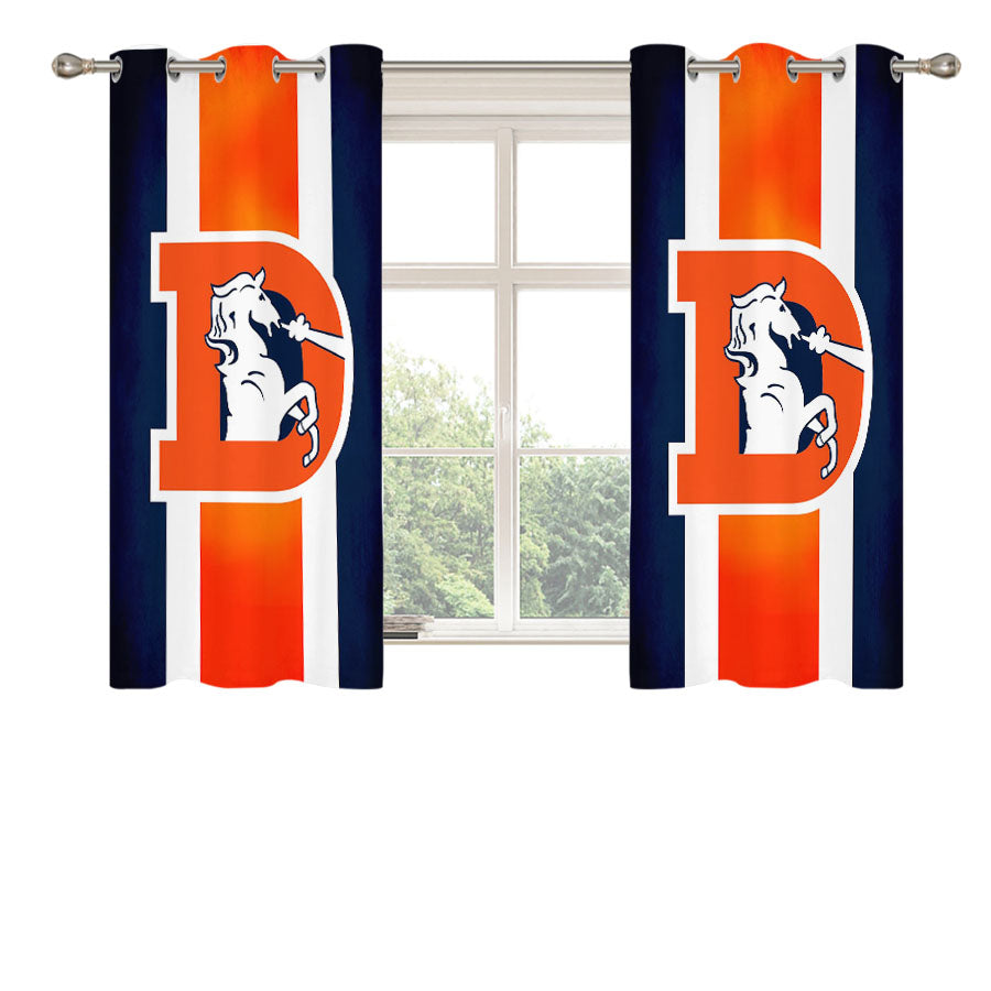 Denver Broncos Flag Houses Peach Skin Window Curtains