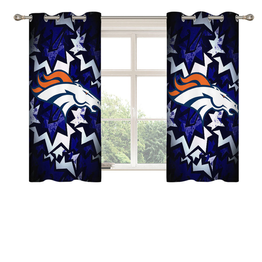 Denver Broncos Logo Computer Peach Skin Window Curtains