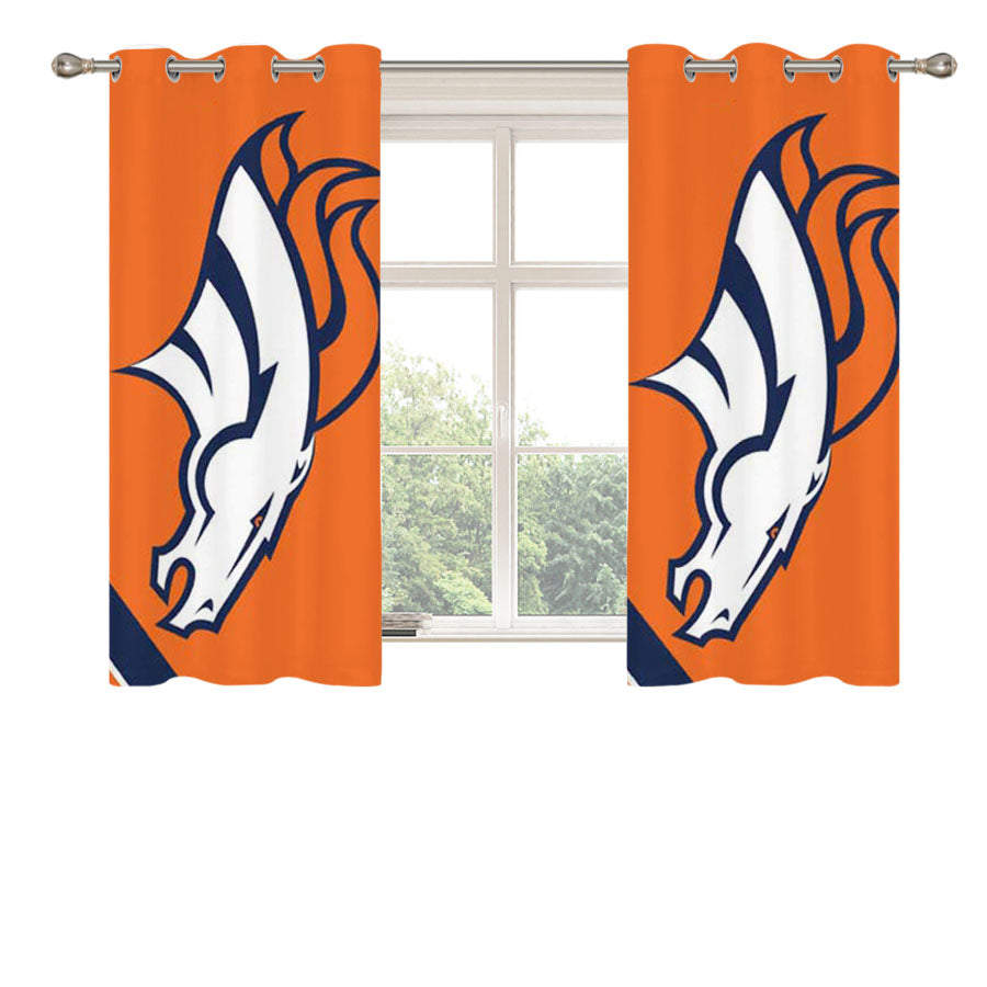 Denver Broncos Orange And Blue Peach Skin Window Curtains