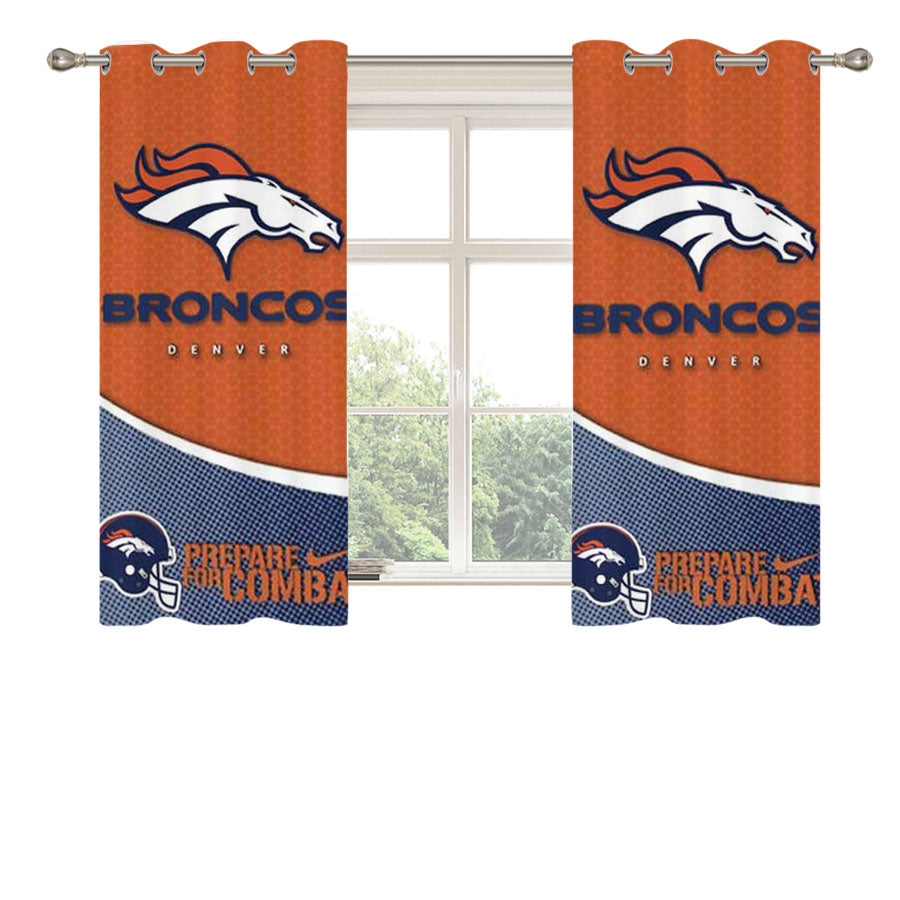 Denver Broncos Orange Blue Peach Skin Window Curtains